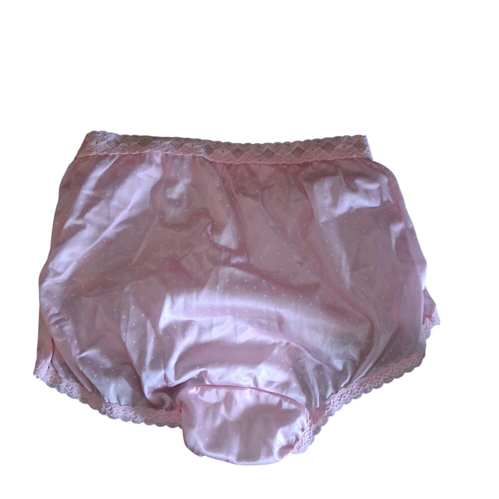 Sylray nwt vintage panties wmns 5 USA nylon lt pink polka dot lace Dupont Antron - Picture 4 of 4